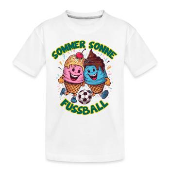 Soleil d’été Soccer Rire Coups de pied Cornets de crème glacée - T-shirt bio Premium Enfant - blanc - Devant
