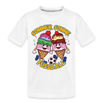 Soleil d’été Soccer Rire Coups de pied Cornets de crème glacée - T-shirt bio Premium Enfant - blanc - Devant
