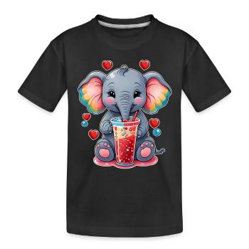 Kleiner süßer Baby Elefant trinkt Limonade - Kinder Premium Bio T-Shirt - Schwarz - Vorne