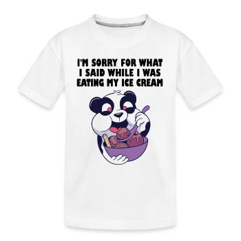 Hungriger Pandabär mit Schüssel Eis - Kinder Premium Bio T-Shirt - Weiß - Vorne