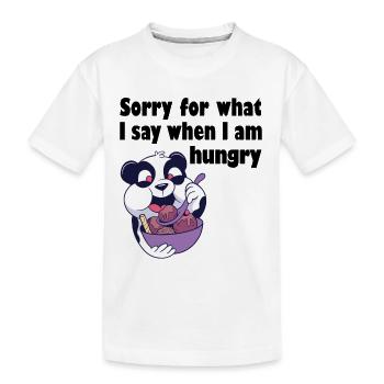 Hungriger Pandabär mit Schüssel Eis - Kinder Premium Bio T-Shirt - Weiß - Vorne