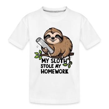 Mein Faultier hat meine Hausaufgaben gestohlen - Kinder Premium Bio T-Shirt - Weiß - Vorne