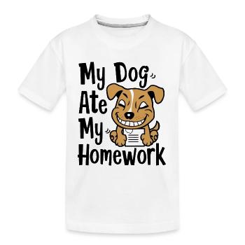 Mein Hund hat meine Hausaufgaben gegessen - Kinder Premium Bio T-Shirt - Weiß - Vorne