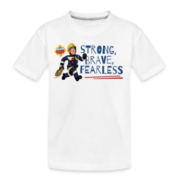 Sam Le Pompier™ Strong, Brave, Fearless! - T-shirt bio Premium Enfant - blanc - Devant