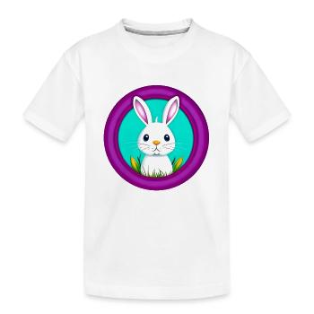 Hase Weiss lila Osterhase - Kinder Premium Bio T-Shirt - Weiß - Vorne