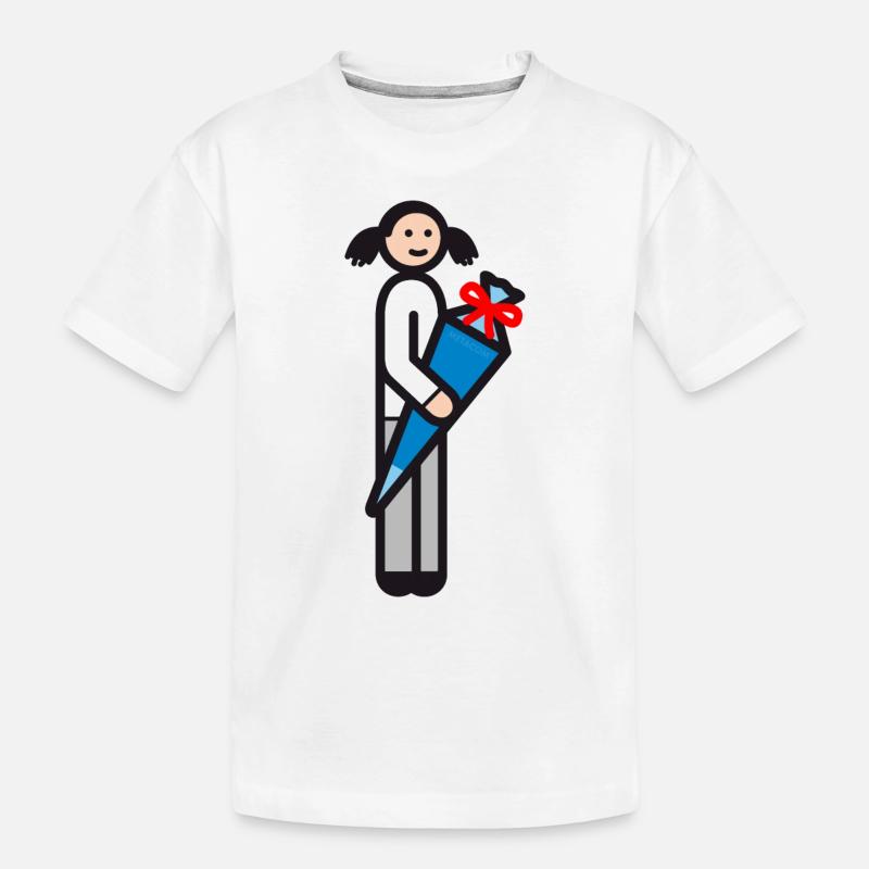 Schulanfang Mädchen stehend - Kinder Premium Bio T-Shirt - Weiß