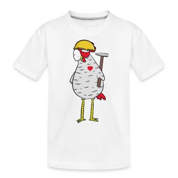 Artisan Poulet Marteau Coeur de chantier Métiers Métier - T-shirt bio Premium Enfant - blanc - Devant