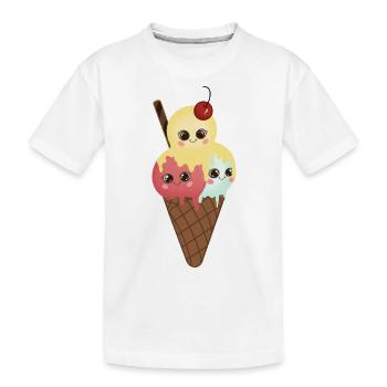 Witzige Eiskugeln in der Waffel - Kinder Premium Bio T-Shirt - Weiß - Vorne