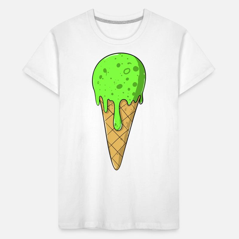 Crème glacée | Glace verte Crème glacée | Glaces T-shirt bio Premium Enfant