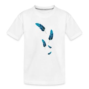 Blaue Federn - Kinder Premium Bio T-Shirt - Weiß - Vorne