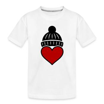 Heart Winter Beanie Love - Kids' Premium Organic T-Shirt - white - Front
