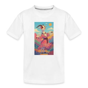 Bunte Lamas Tanz in Pastelllandschaft - Kinder Premium Bio T-Shirt - Weiß - Vorne