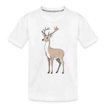 Hirsch mit elegantem Geweih - Kinder Premium Bio T-Shirt - Weiß - Vorne