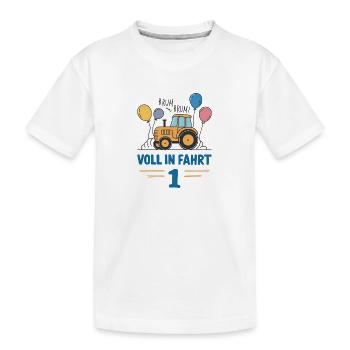 Cooler Traktor 1. Geburtstag: Bestseller Geschenk! - Kinder Premium Bio T-Shirt - Weiß - Vorne