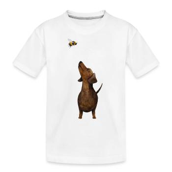 Teckel avec bourdon - le plus doux cadeau de teckel jamais ! - T-shirt bio Premium Enfant - blanc - Devant
