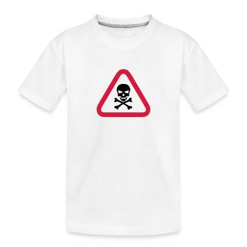 skull danger triangle panel 280) - Kids' Premium Organic T-Shirt - white - Front