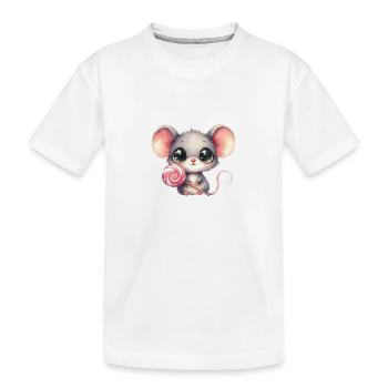 Little mouse with lollipop - Kids' Premium Organic T-Shirt - white - Front