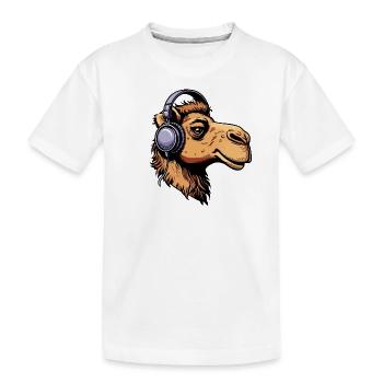 Camel avec des écouteurs - T-shirt bio Premium Enfant - blanc - Devant