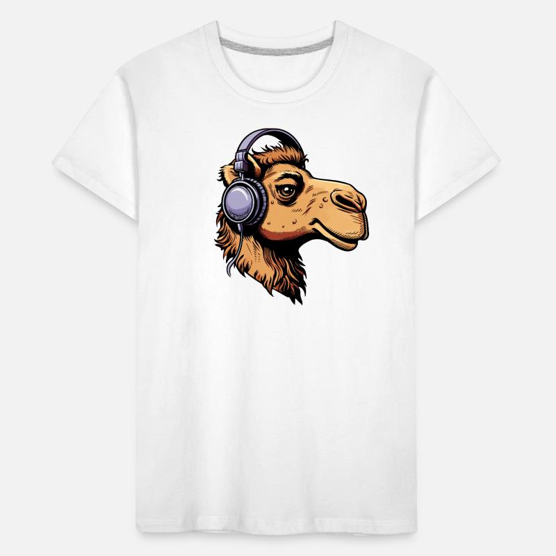 Kamel mit Kopfhörern Kinder Premium Bio T-Shirt