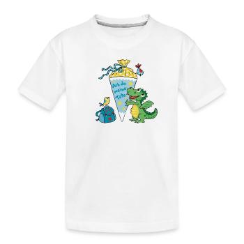 Schulkind Drache. Ach du meine Tüte! - Kinder Premium Bio T-Shirt - Weiß - Vorne