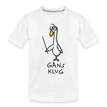 Gans klug - Kinder Premium Bio T-Shirt - Weiß - Vorne