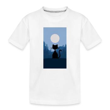 Chat au clair de lune - T-shirt bio Premium Enfant - blanc - Devant