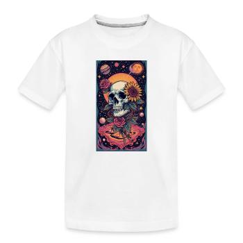 Schädel und Weltraumblume - Kinder Premium Bio T-Shirt - Weiß - Vorne
