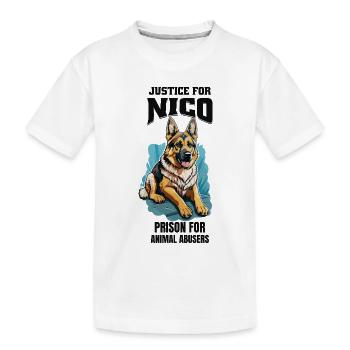 Justice pour Nico contre la cruauté envers les animaux - T-shirt bio Premium Enfant - blanc - Devant