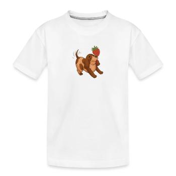 Bruno und die Erdbeere - Kinder Premium Bio T-Shirt - Weiß - Vorne