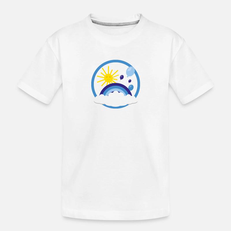 Luftiger Kinder Regenbogen in blau. - Kinder Premium Bio T-Shirt - Weiß
