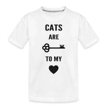 Cats are the key to my heart - Kids' Premium Organic T-Shirt - white - Front