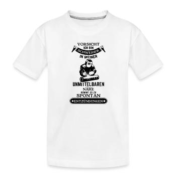 Schweißer Vorsicht extreme Hitze Spontan - Kinder Premium Bio T-Shirt - Weiß - Vorne