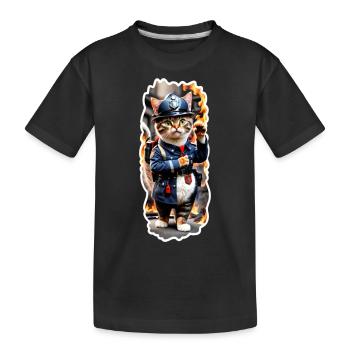 Chat des pompiers - T-shirt bio Premium Enfant - noir - Devant