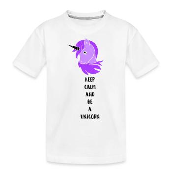 unicorn keep calm - Kids' Premium Organic T-Shirt - white - Front
