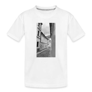 Une ruelle dans la vieille ville en noir et blanc - T-shirt bio Premium Enfant - blanc - Devant