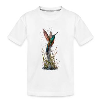 Colibri éclatant et éclaboussures d'eau - T-shirt bio Premium Enfant - blanc - Devant