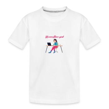 homeoffice girl, home office, work, office - Kids' Premium Organic T-Shirt - white - Front