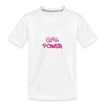 girl power,woman, power, font, strong - Kids' Premium Organic T-Shirt - white - Front