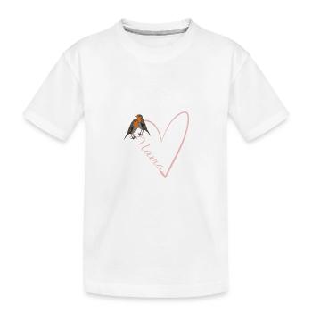 Maman Robin avec cœur Cadeau Fête des Mères - T-shirt bio Premium Enfant - blanc - Devant