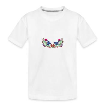 fleurs hongroises, vrilles, florales, bleues, fleurs - T-shirt bio Premium Enfant - blanc - Devant