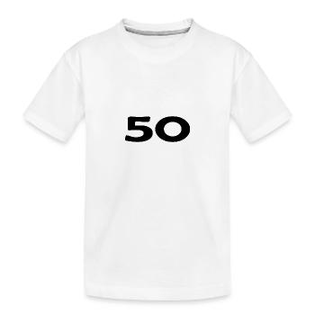 50. 50 JAHRE. 50-JÄHRIGES JUBILÄUM. 50-JÄHRIGES JUBILÄUM. - Kinder Premium Bio T-Shirt - Weiß - Vorne