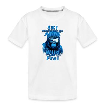 Gorilla Ski fahren wie ein Affe- witziger Spruch - Kinder Premium Bio T-Shirt - Weiß - Vorne
