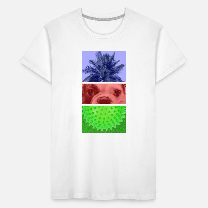 Triptych Palm Tree – Dog – Spikes Kids' Premium Organic T-Shirt