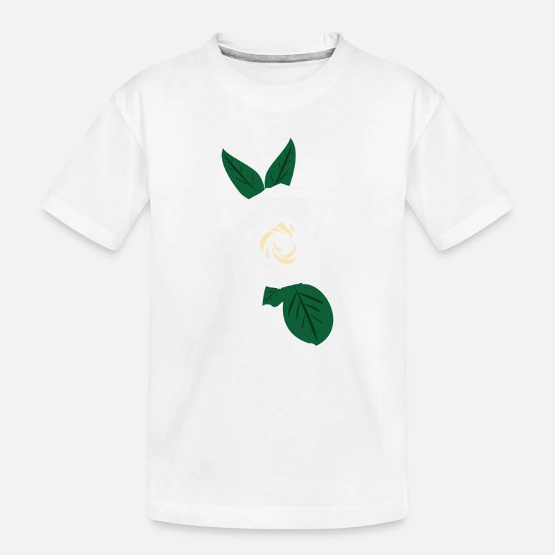 Rose blanche à feuilles vertes - T-shirt bio Premium Enfant - blanc