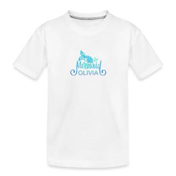 Name shirt Olivia with mermaid - Kids' Premium Organic T-Shirt - white - Front