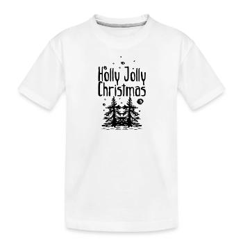 Holly Jolly Slogan mit Schnee - Kinder Premium Bio T-Shirt - Weiß - Vorne
