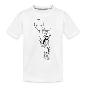Bär mit Ballon Latzhose - Kinder Premium Bio T-Shirt - Weiß - Vorne