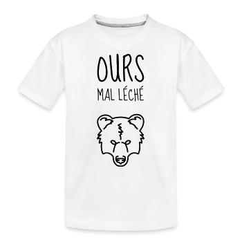 Ours Mal Léché - Caractère - Râleur - Râler - Rire - T-shirt bio Premium Enfant - blanc - Devant