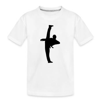Coup de pied haut du Taekwondo ou de l’ombre du karaté - T-shirt bio Premium Enfant - blanc - Devant