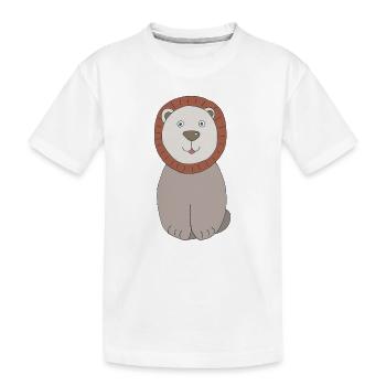 Löwenkopf mit freundlichem Gesicht - Kinder Premium Bio T-Shirt - Weiß - Vorne